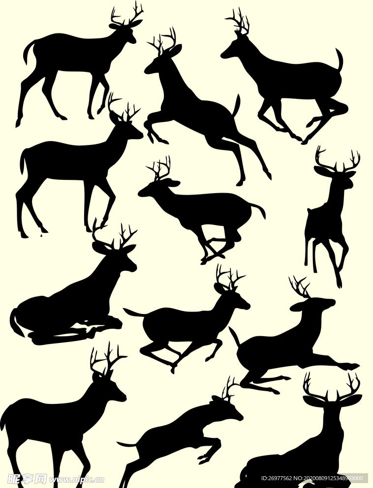鹿黑色剪影