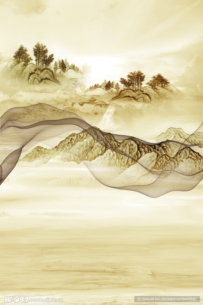 水墨山水玄关装饰画