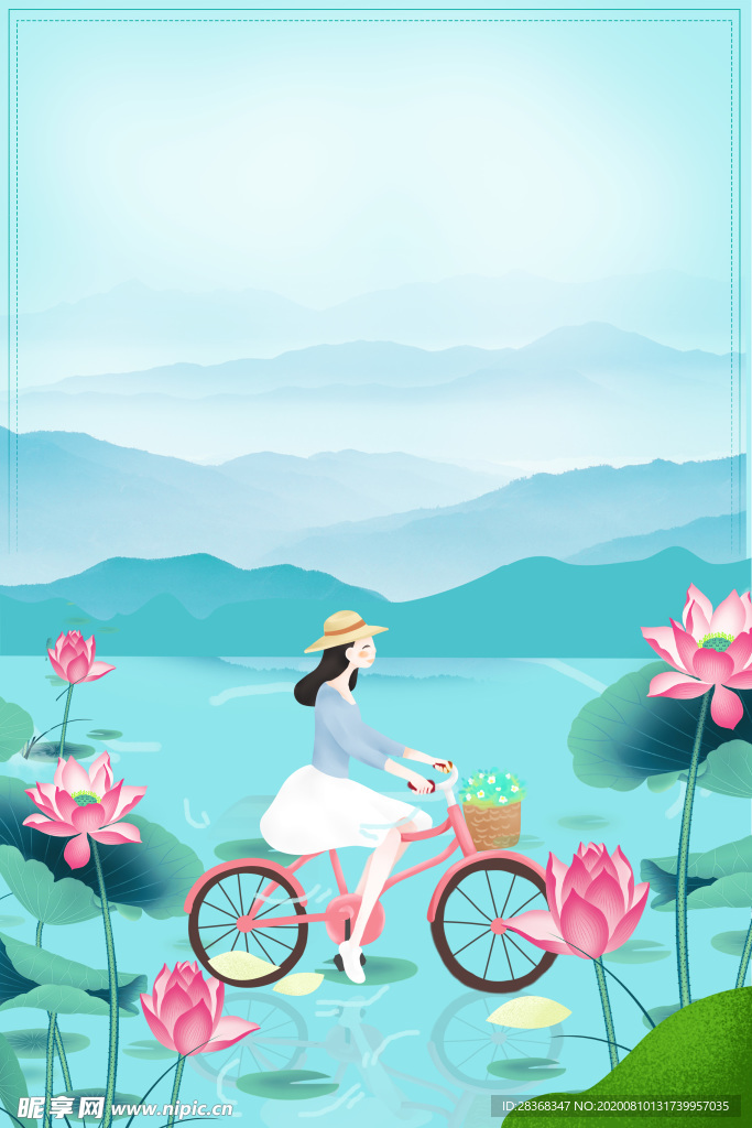 夏日荷花背景