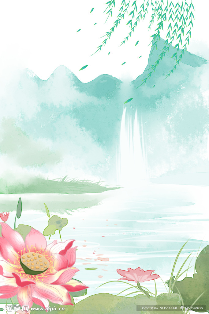 夏日荷花背景