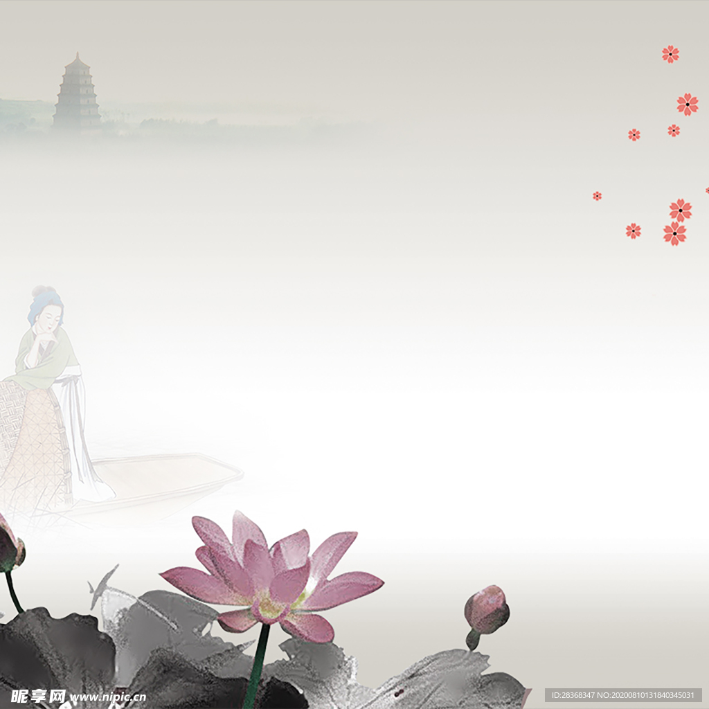 夏日荷花背景