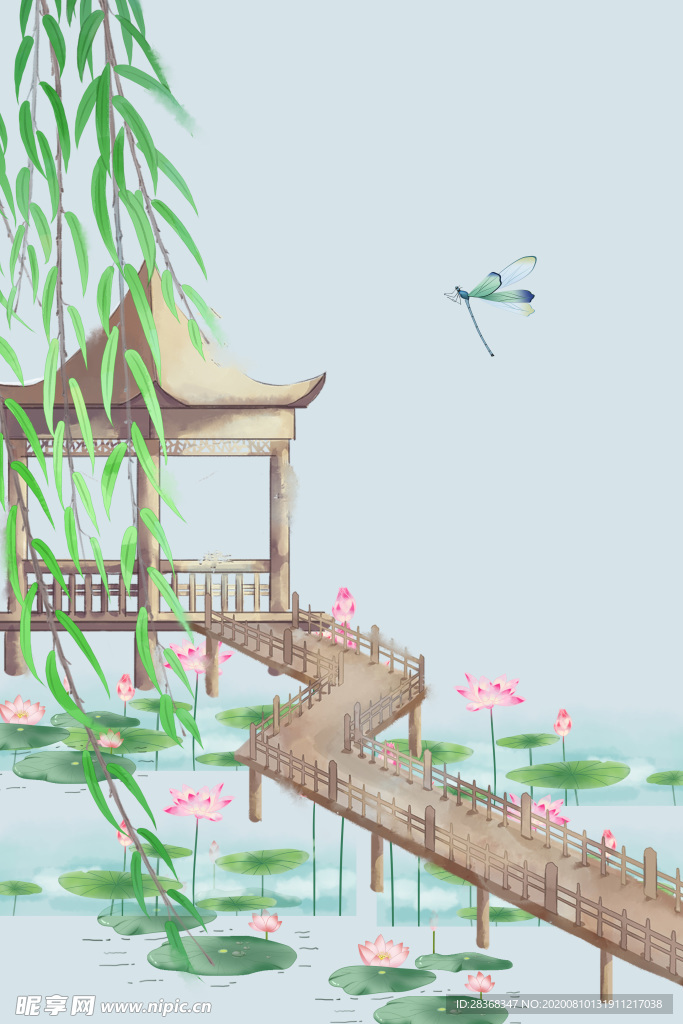 夏日荷花背景