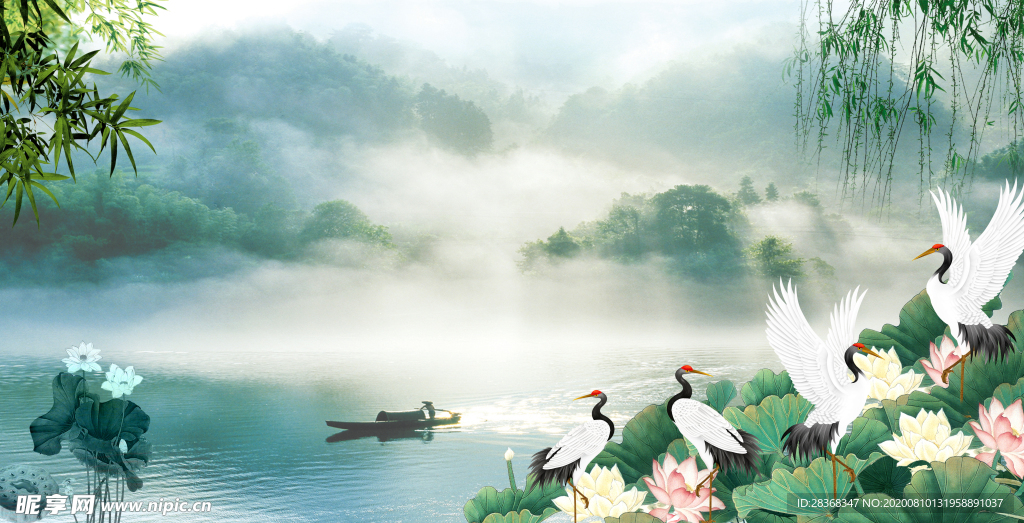 夏日荷花背景