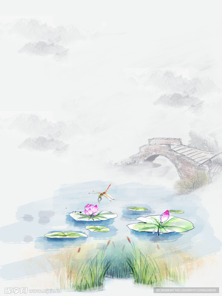 夏日荷花背景