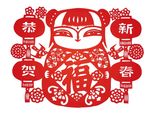 矢量春节福娃剪纸窗花