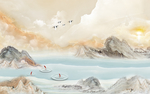 大理石山水背景墙