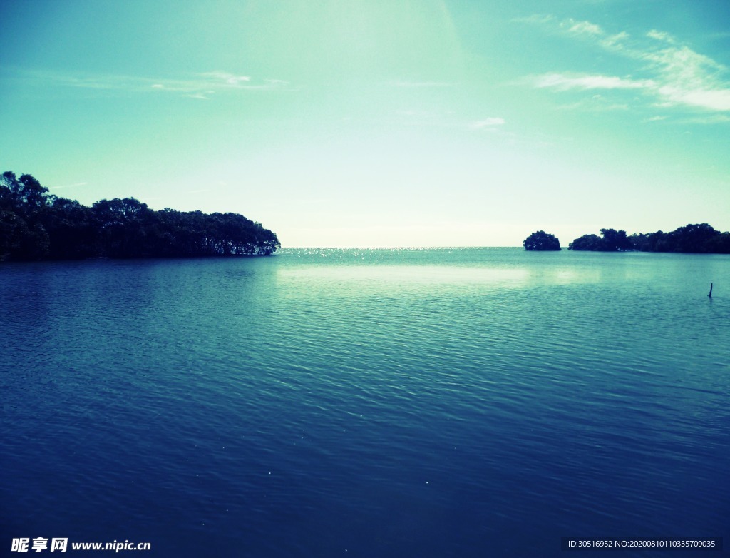 湖景 江景 树林 天空 湖水