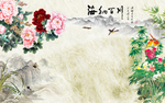 牡丹花背景墙