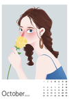 卡通插画女孩日历