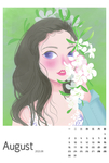 卡通插画女孩日历
