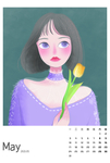 卡通插画女孩日历
