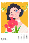 卡通插画女孩日历