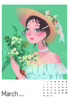 卡通插画女孩日历