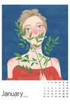 卡通插画女孩日历