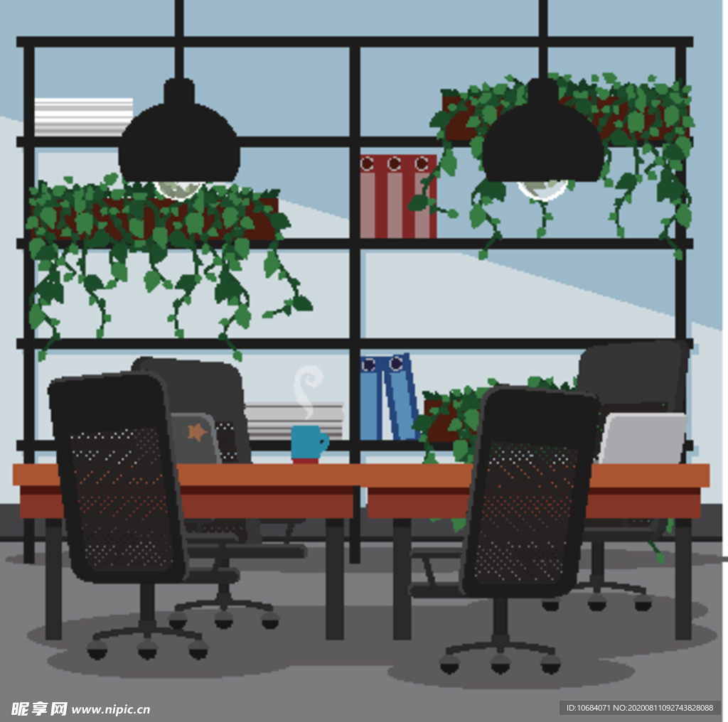 高端商务办公扁平化矢量插画