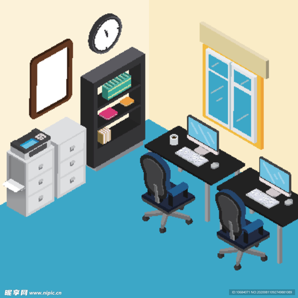 高端商务办公扁平化矢量插画