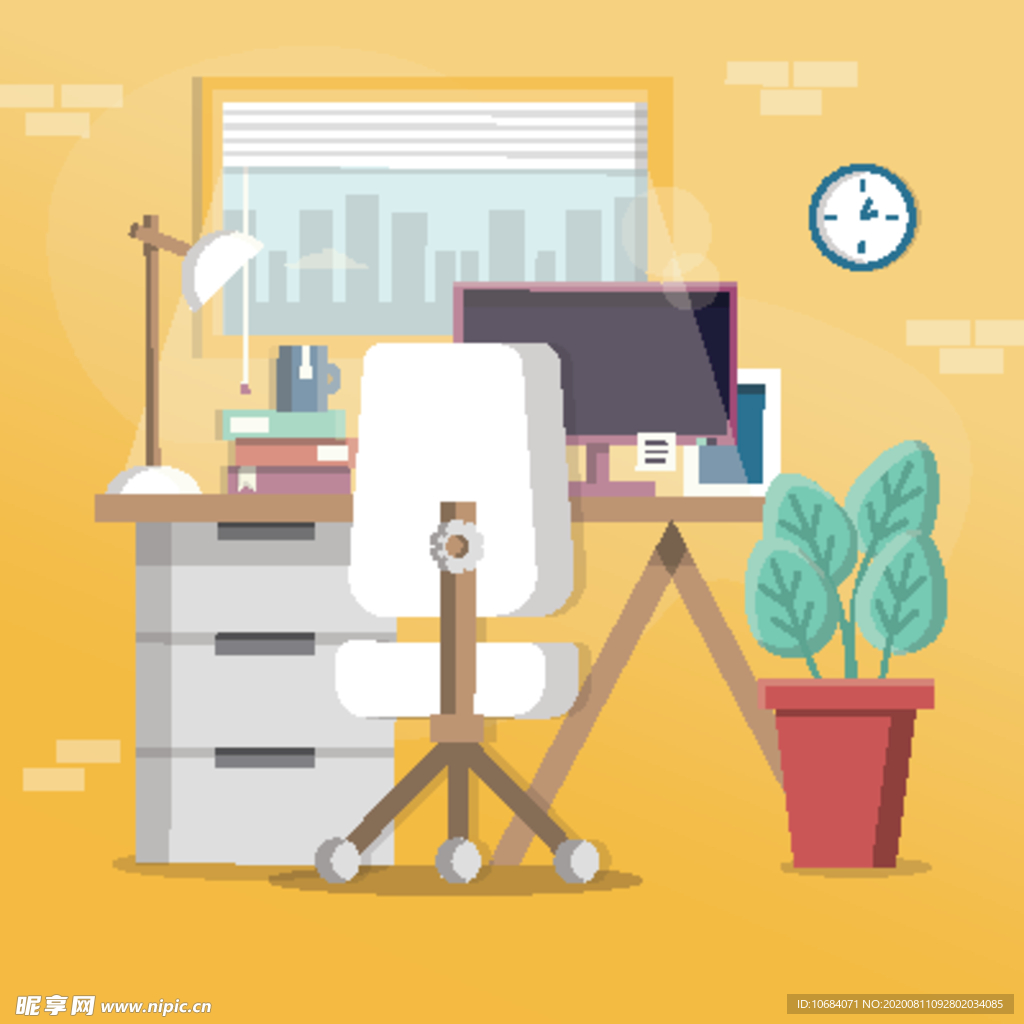 高端商务办公扁平化矢量插画
