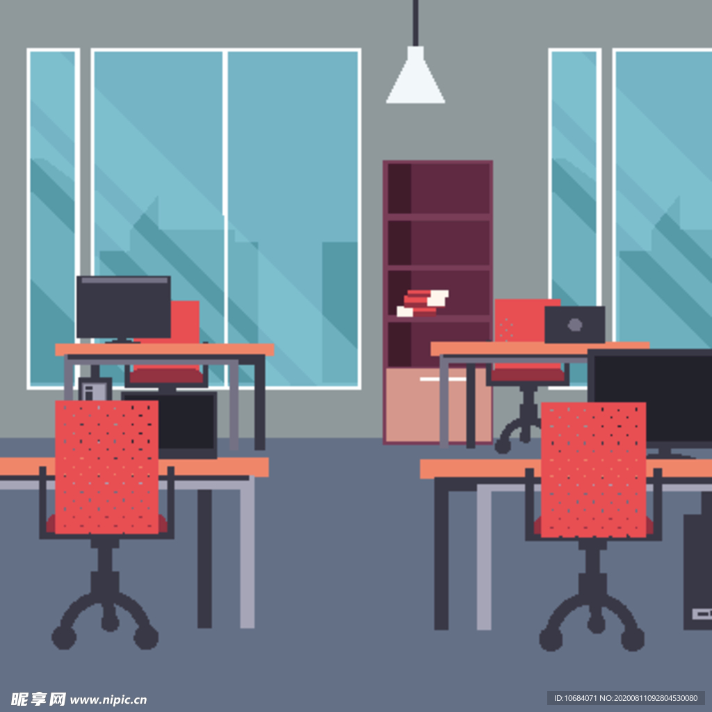 高端商务办公扁平化矢量插画