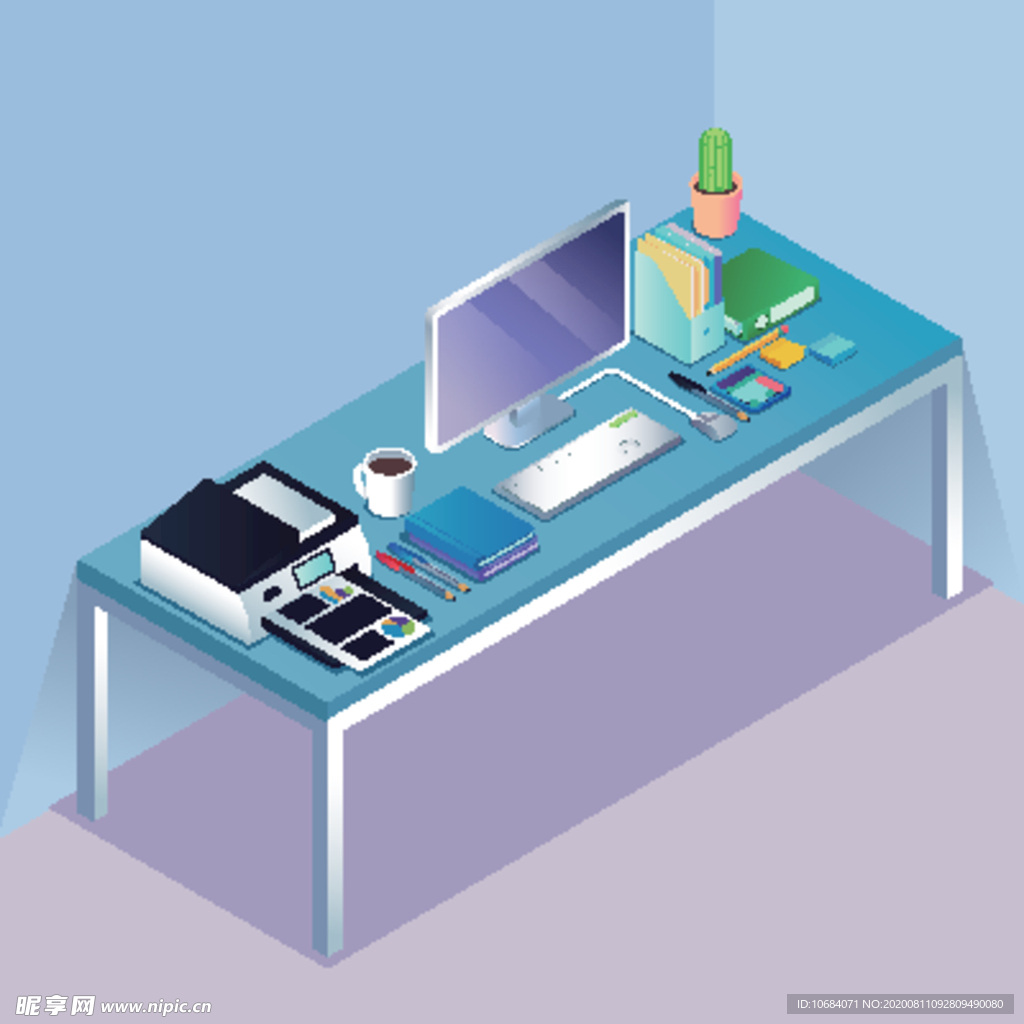 高端商务办公扁平化矢量插画