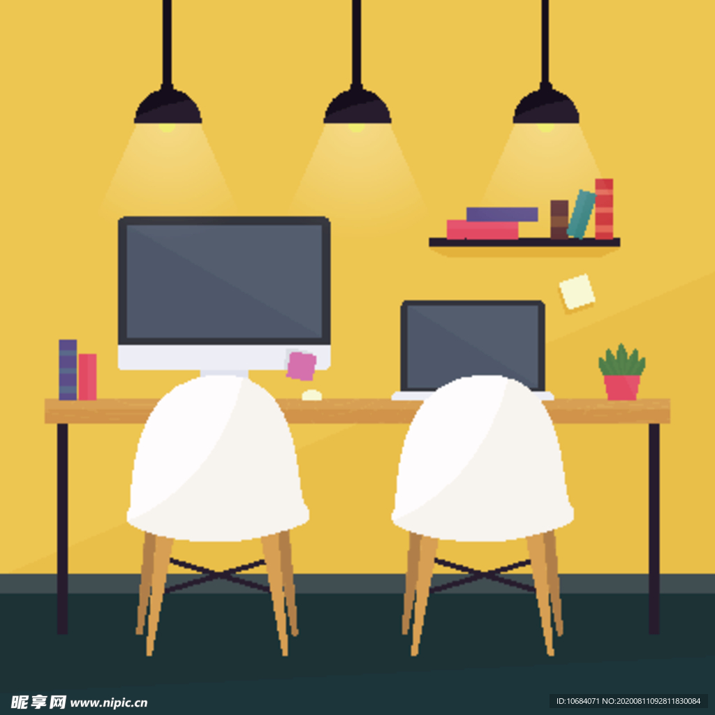 高端商务办公扁平化矢量插画