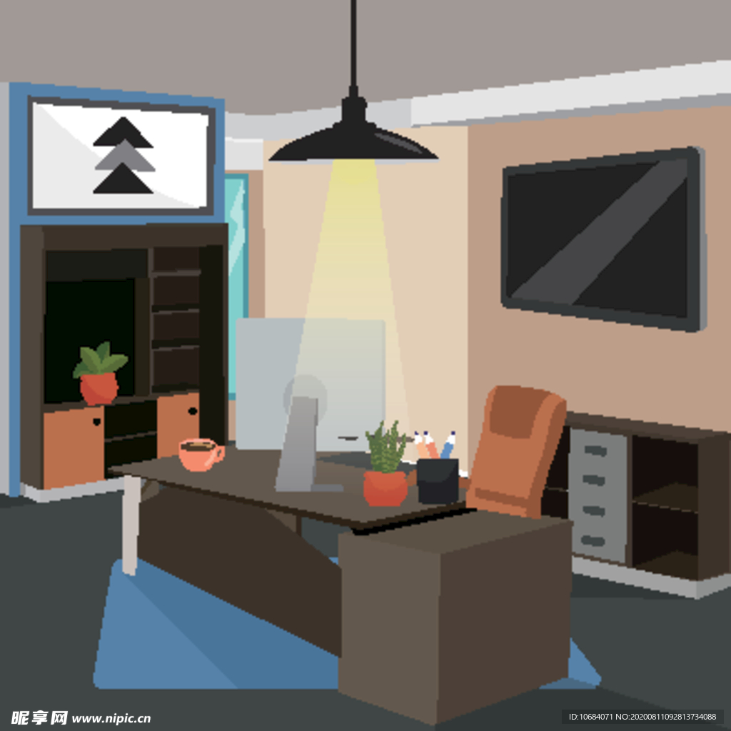 高端商务办公扁平化矢量插画