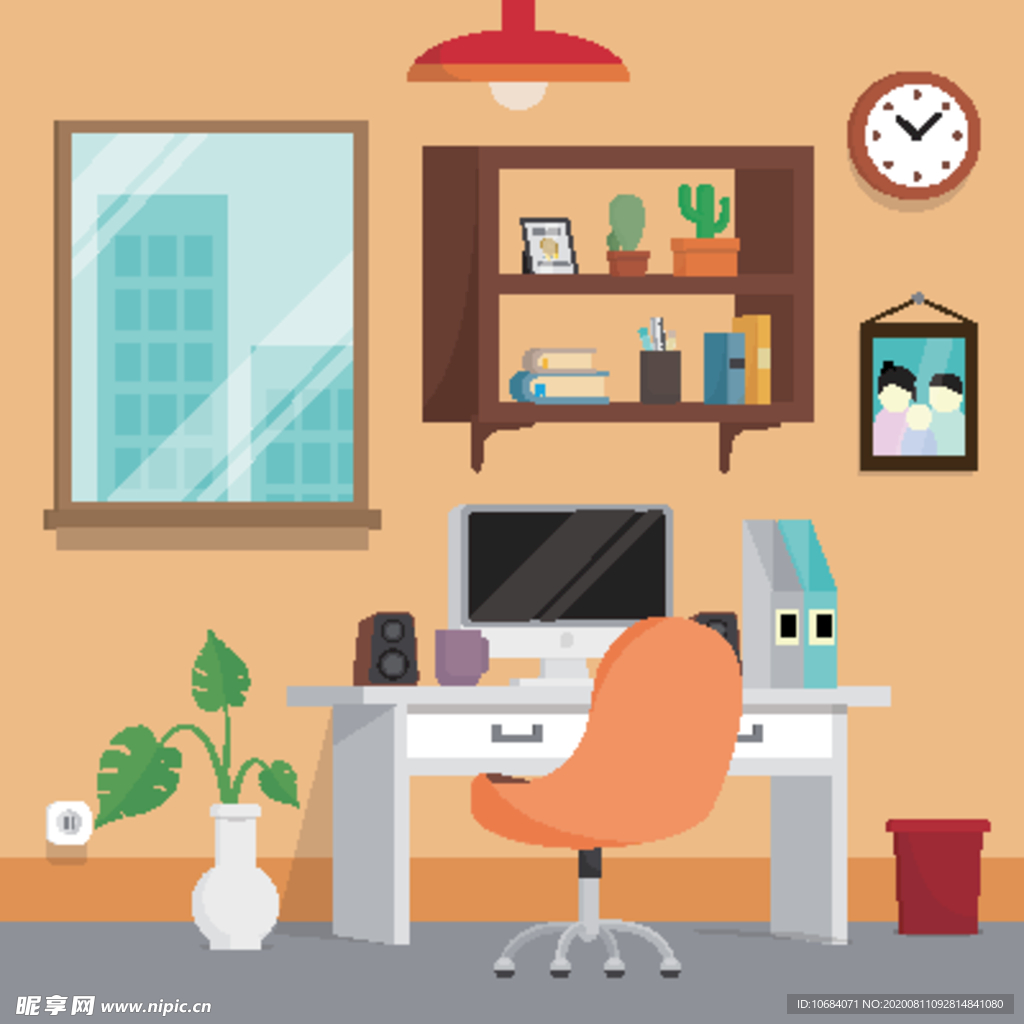 高端商务办公扁平化矢量插画