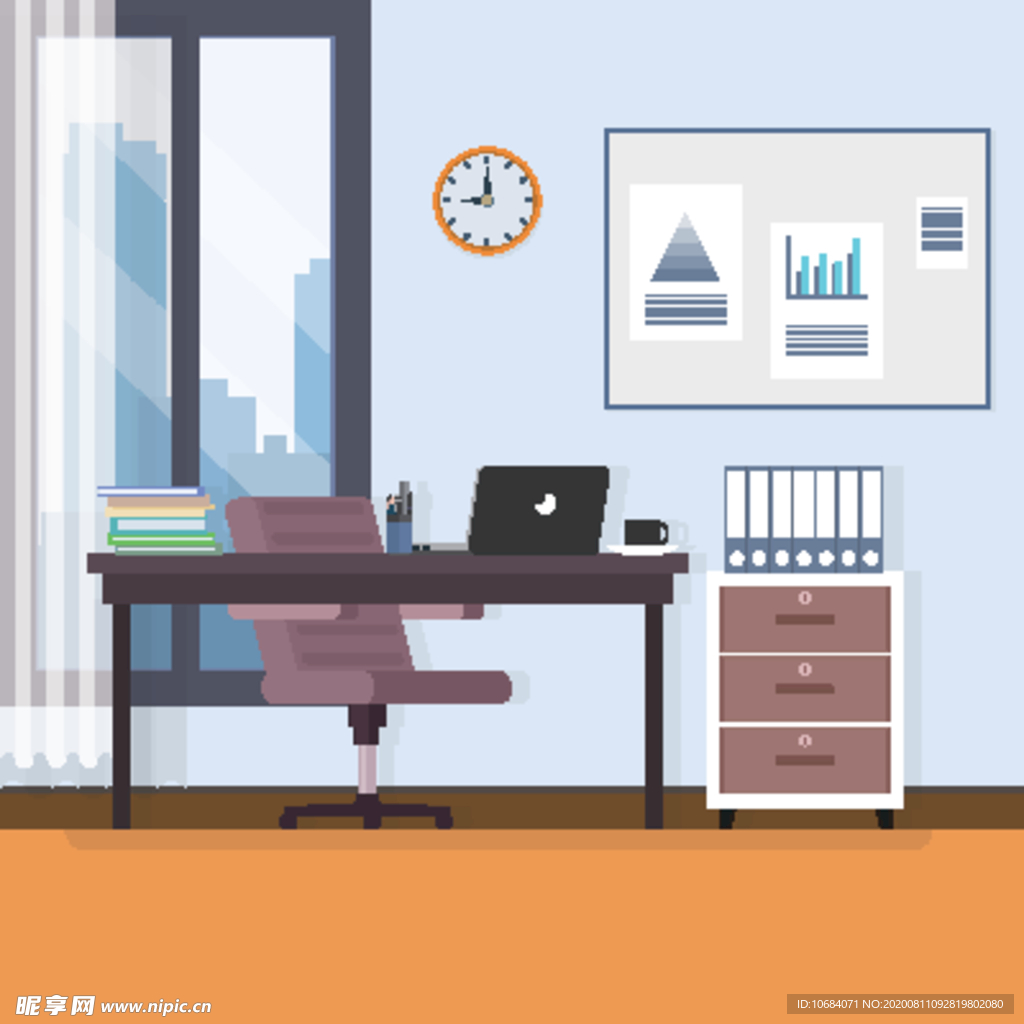 高端商务办公扁平化矢量插画