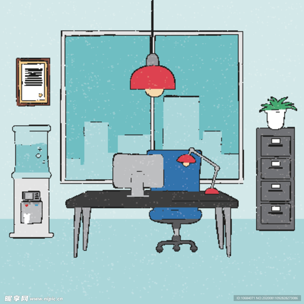 高端商务办公扁平化矢量插画