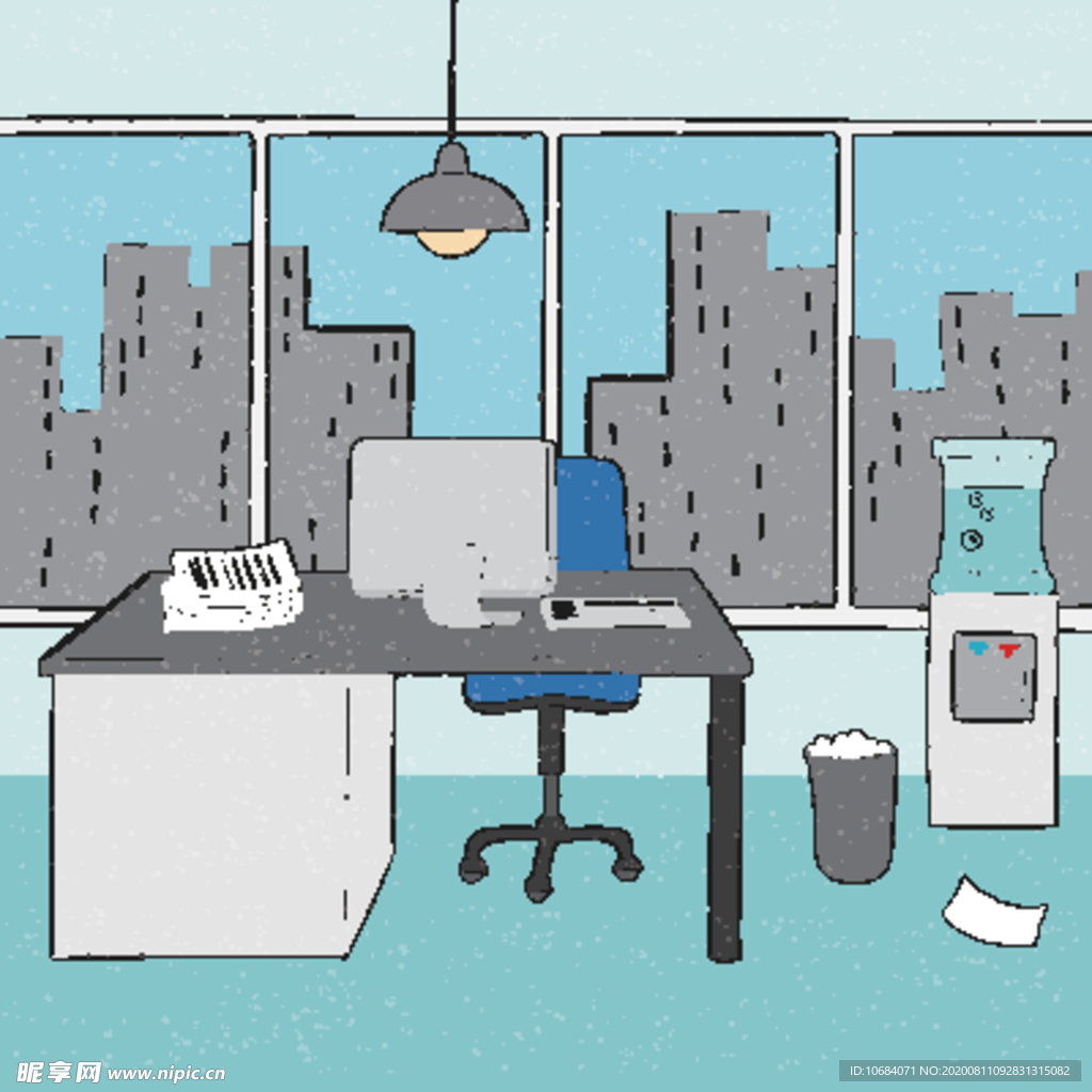 高端商务办公扁平化矢量插画
