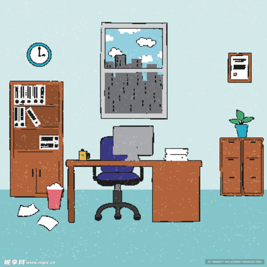 高端商务办公扁平化矢量插画