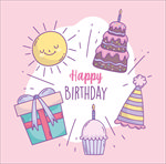 手绘卡通生日