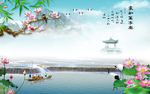 小清新荷花背景