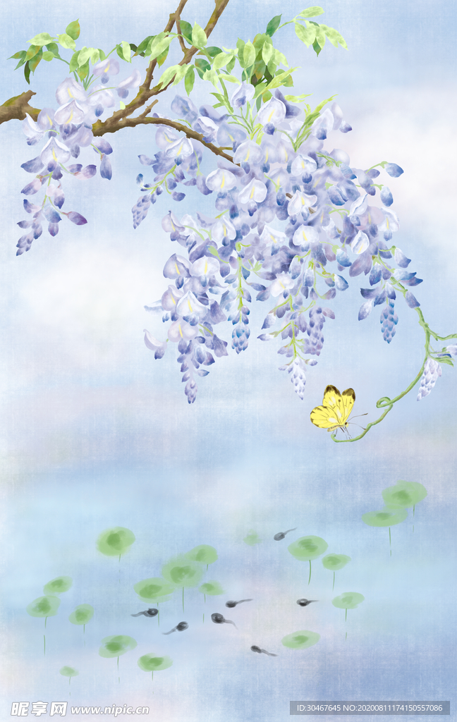 手绘紫藤