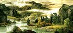 山水水墨壁画国风古风背景素材