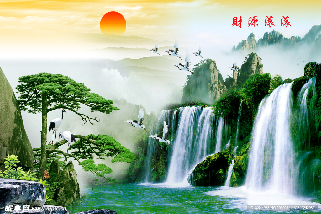 山水画背景墙