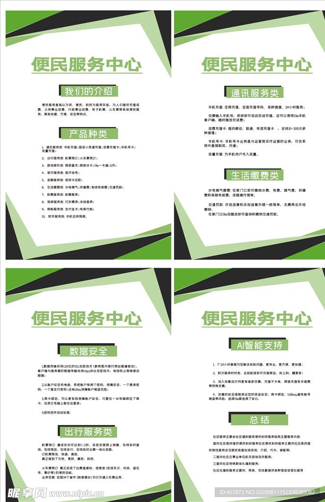 社区物业服务中心展板四件套
