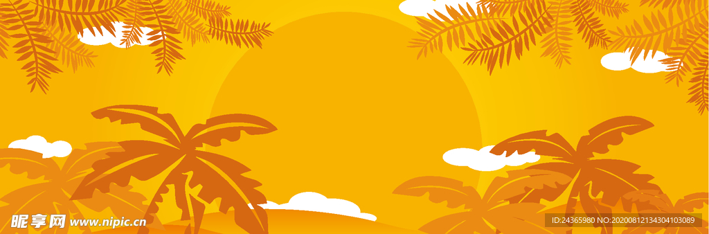 夏季橙色森林banner背景