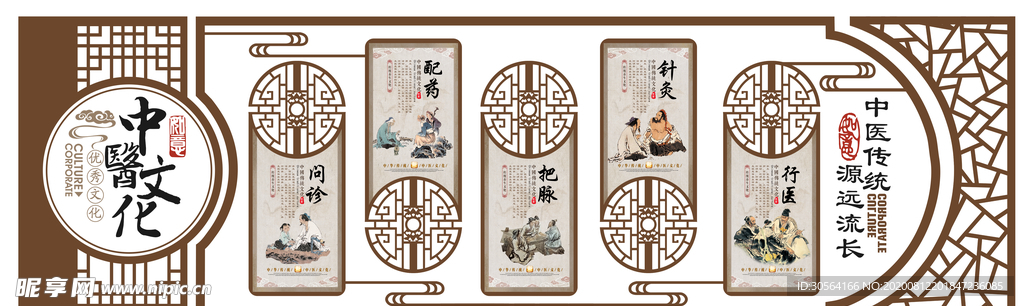 中医文化公益宣传墙贴壁画素材