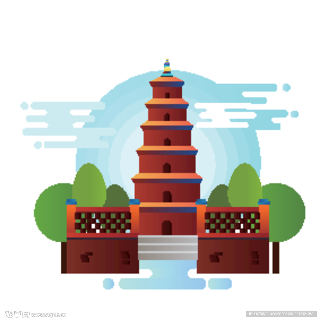 创意城市地标建筑物插画