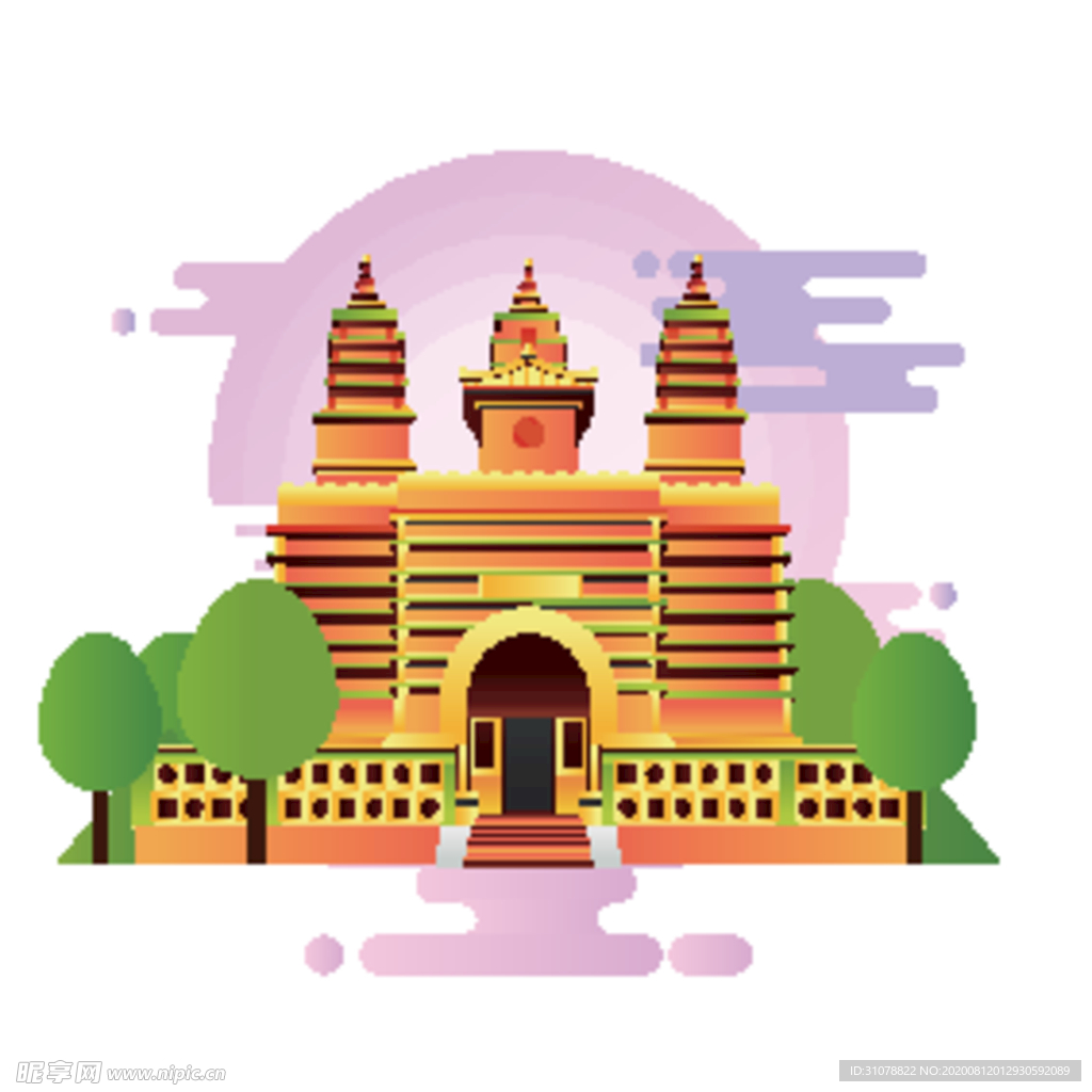 创意城市地标建筑物插画