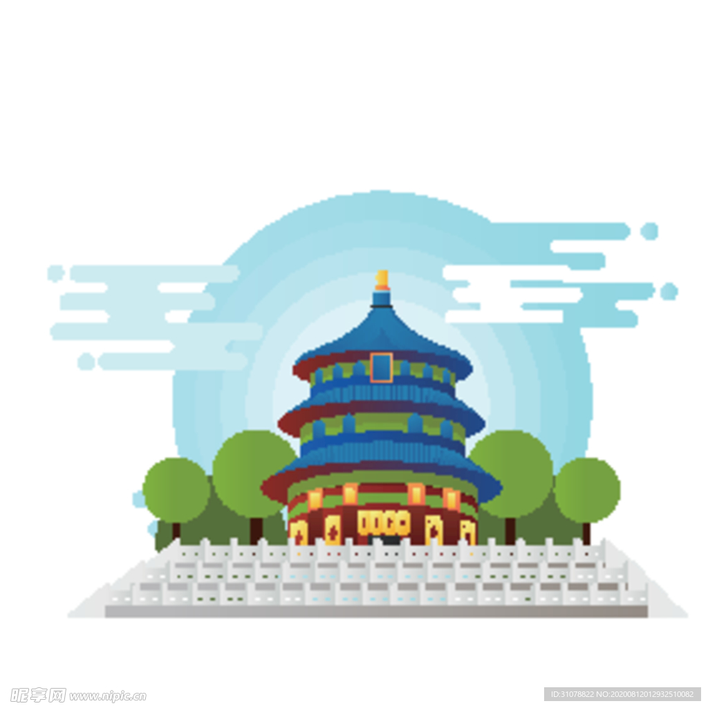 创意城市地标建筑物插画