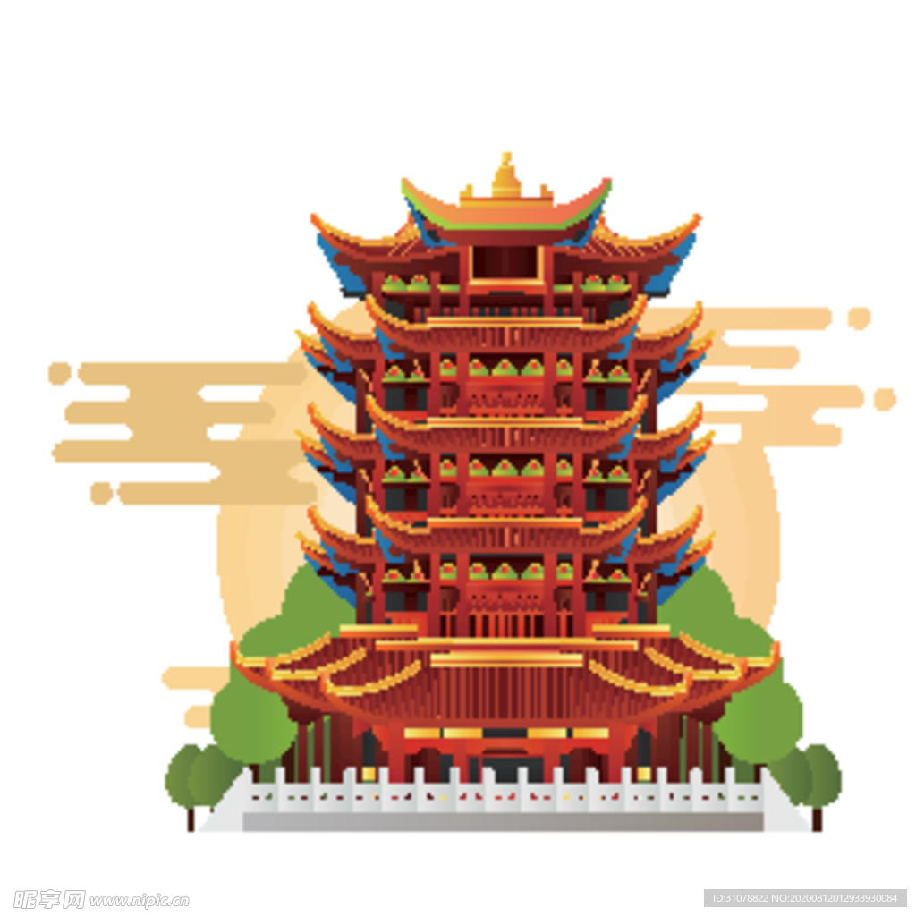 创意城市地标建筑物插画