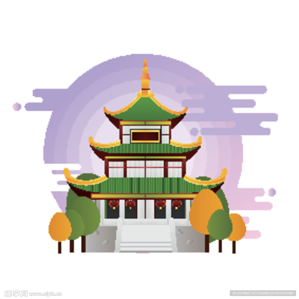 创意城市地标建筑物插画