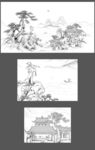 中国风背景 古风线描