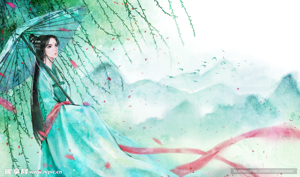 女性人物传统国风合成海报素材