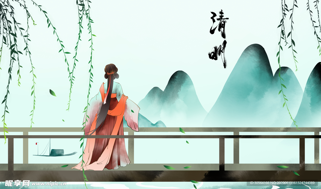 女性人物传统国风合成海报素材