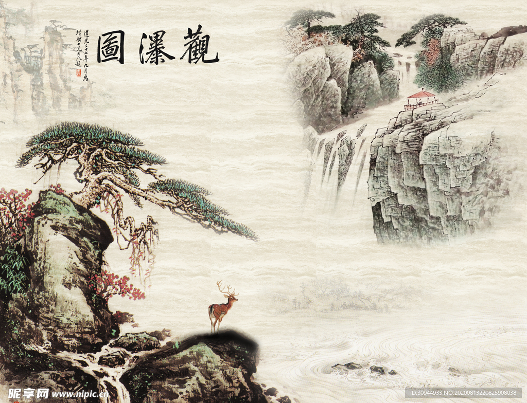 山水画背景墙
