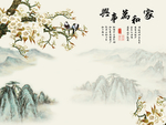 中式山水背景墙