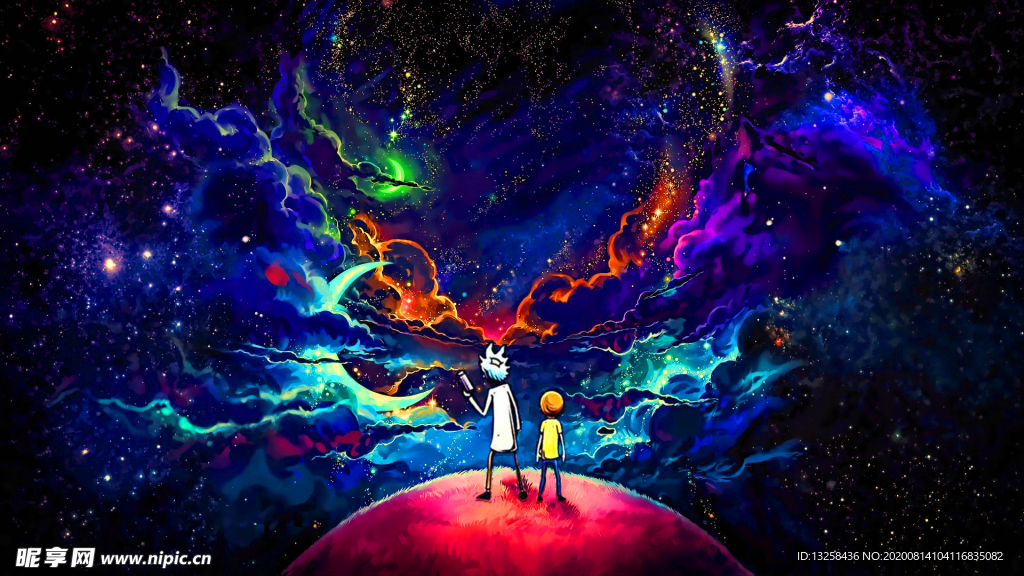 彩色动漫人物插画背景