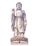 河南鲁山大佛手绘插画